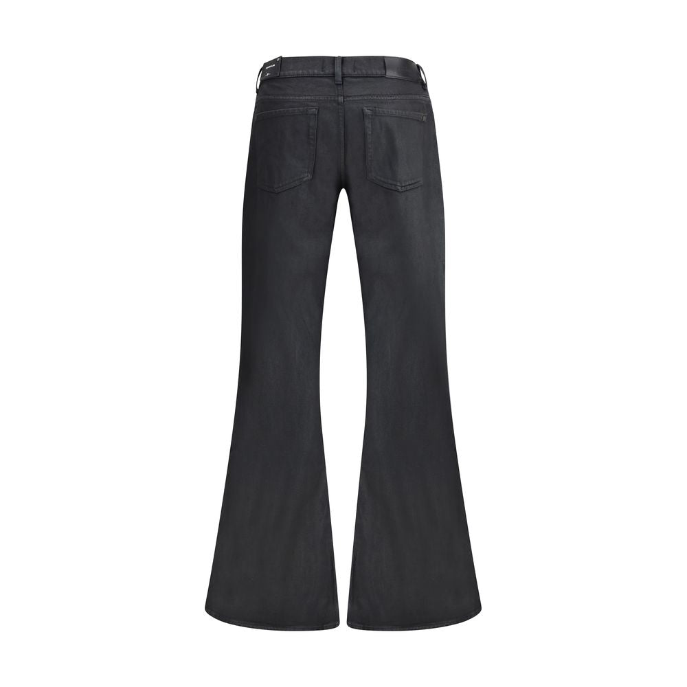 7FOR Schwarze Baumwoll-Jeans mit ausgestelltem Bein