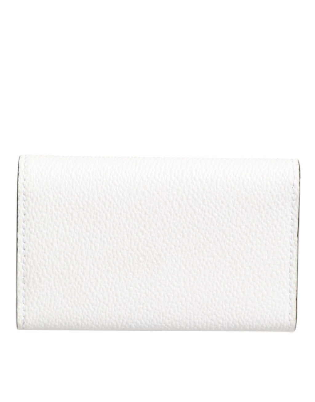 Dolce & Gabbana Weißes Leder Kartenetui Brieftasche Gold Logo Platte Schlüsselanhänger