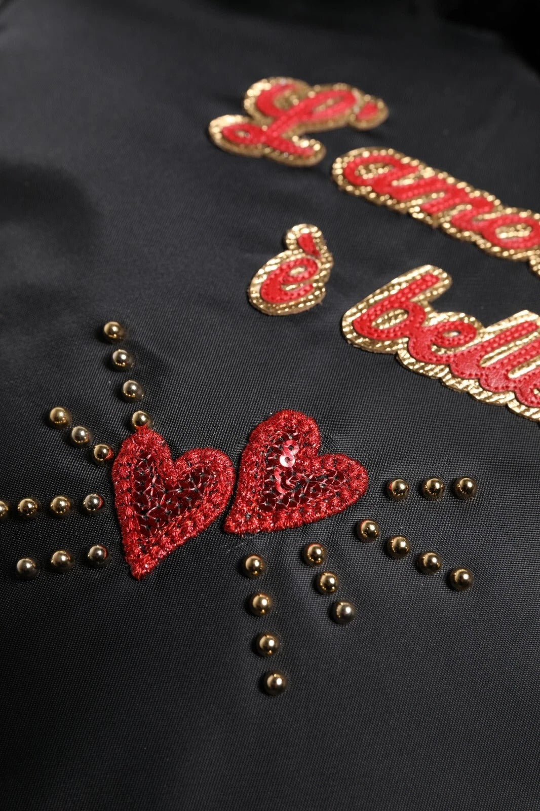 Dolce & Gabbana Schwarzes Herz L'Amore Patch verschönert Kinder-Rucksack