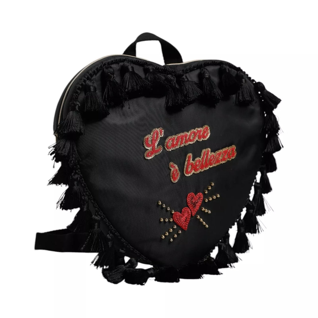 Dolce & Gabbana Schwarzes Herz L'Amore Patch verschönert Kinder-Rucksack