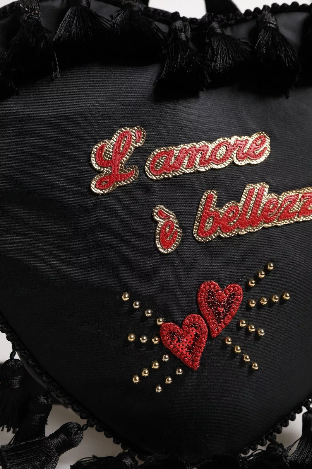 Dolce & Gabbana Schwarzes Herz L'Amore Patch verschönert Kinder-Rucksack