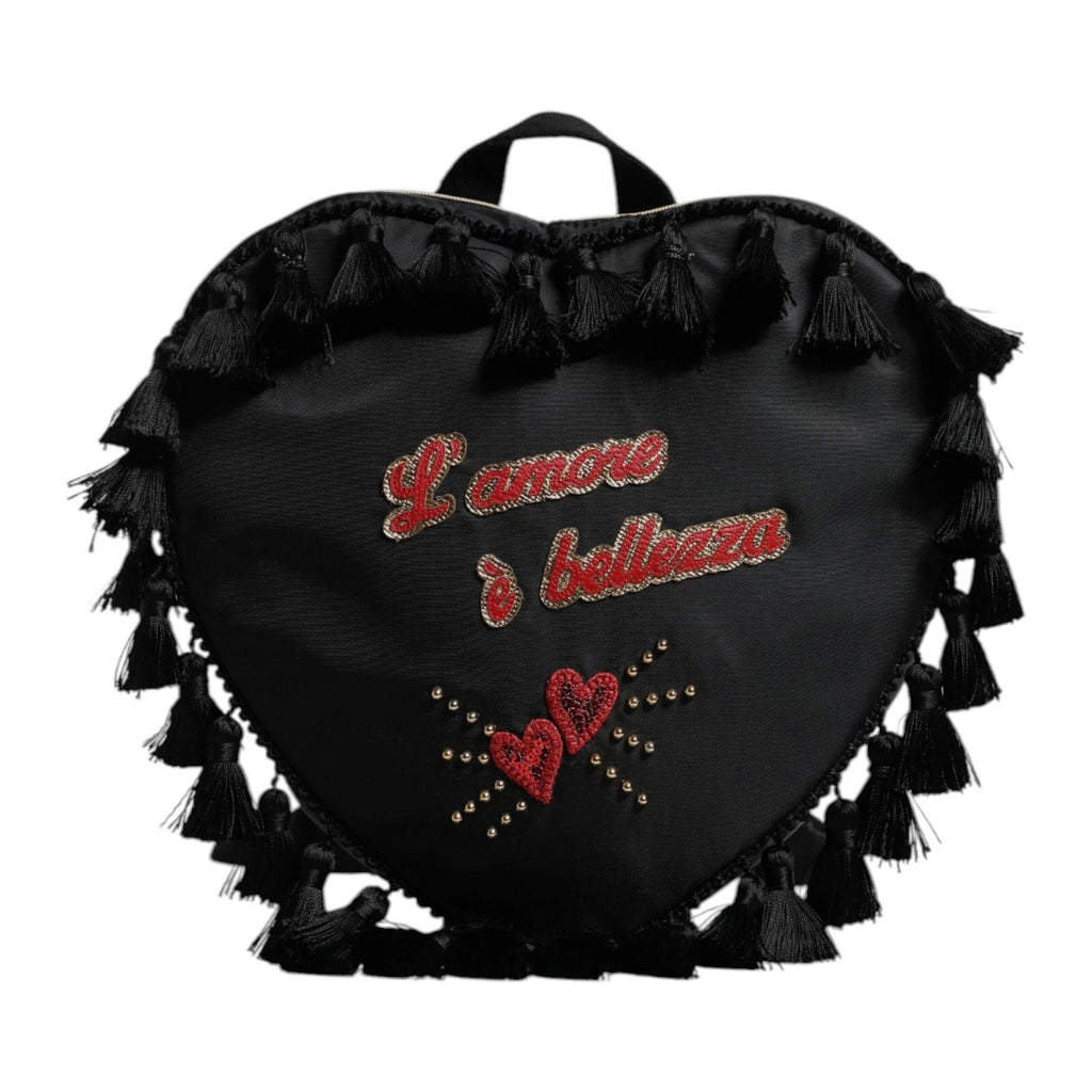 Dolce & Gabbana Schwarzes Herz L'Amore Patch verschönert Kinder-Rucksack