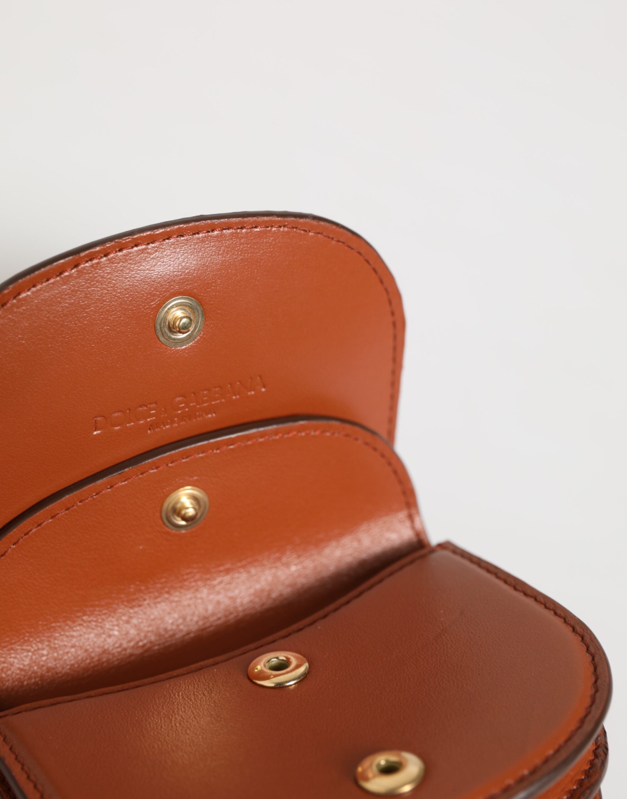 Dolce & Gabbana Braunes Kalbsleder mit Leopardenmuster Kleines Portemonnaie