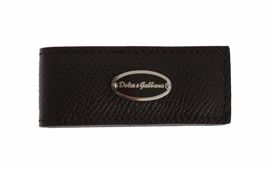 Dolce & Gabbana Braunes Leder Magnet Herren Geldscheinklammer