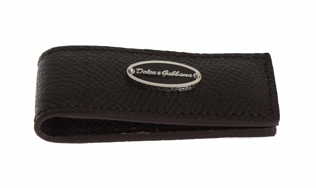 Dolce & Gabbana Braunes Leder Magnet Herren Geldscheinklammer