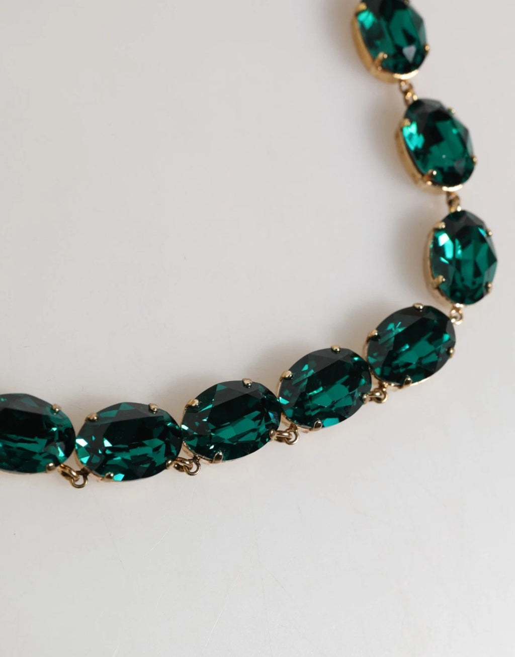 Dolce & Gabbana Rot Rose Grün Kristall Gold-Ton Kette Halskette