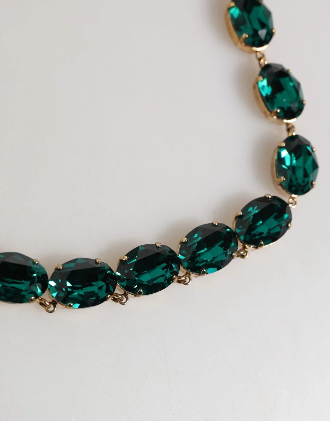 Dolce & Gabbana Rot Rose Grün Kristall Gold-Ton Kette Halskette