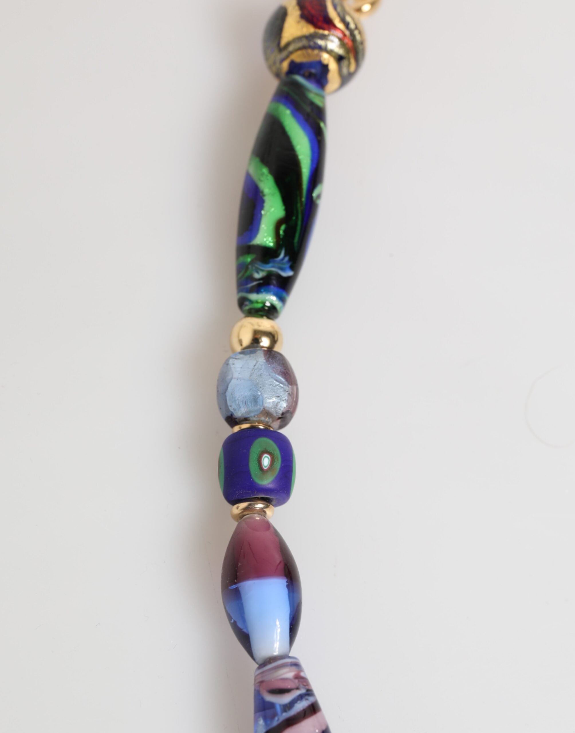 Dolce & Gabbana Multicolor Muranoglasperlen Gold Messing Kette Schmuck Halskette