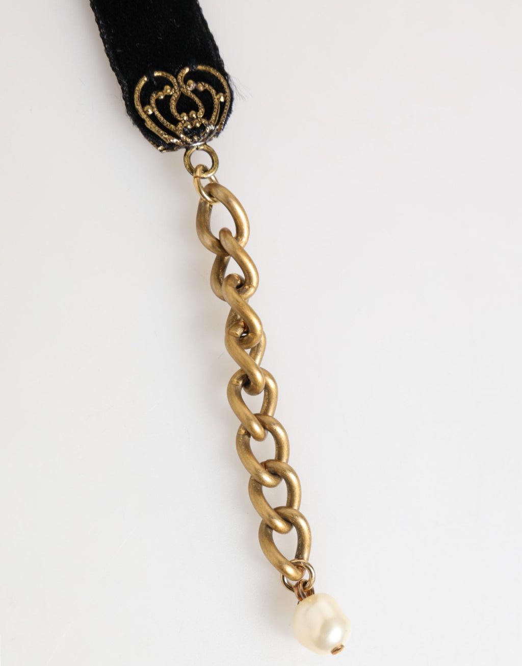 Dolce & Gabbana Blaue Blumenapplikation Samt Choker Kristallperlen Halskette