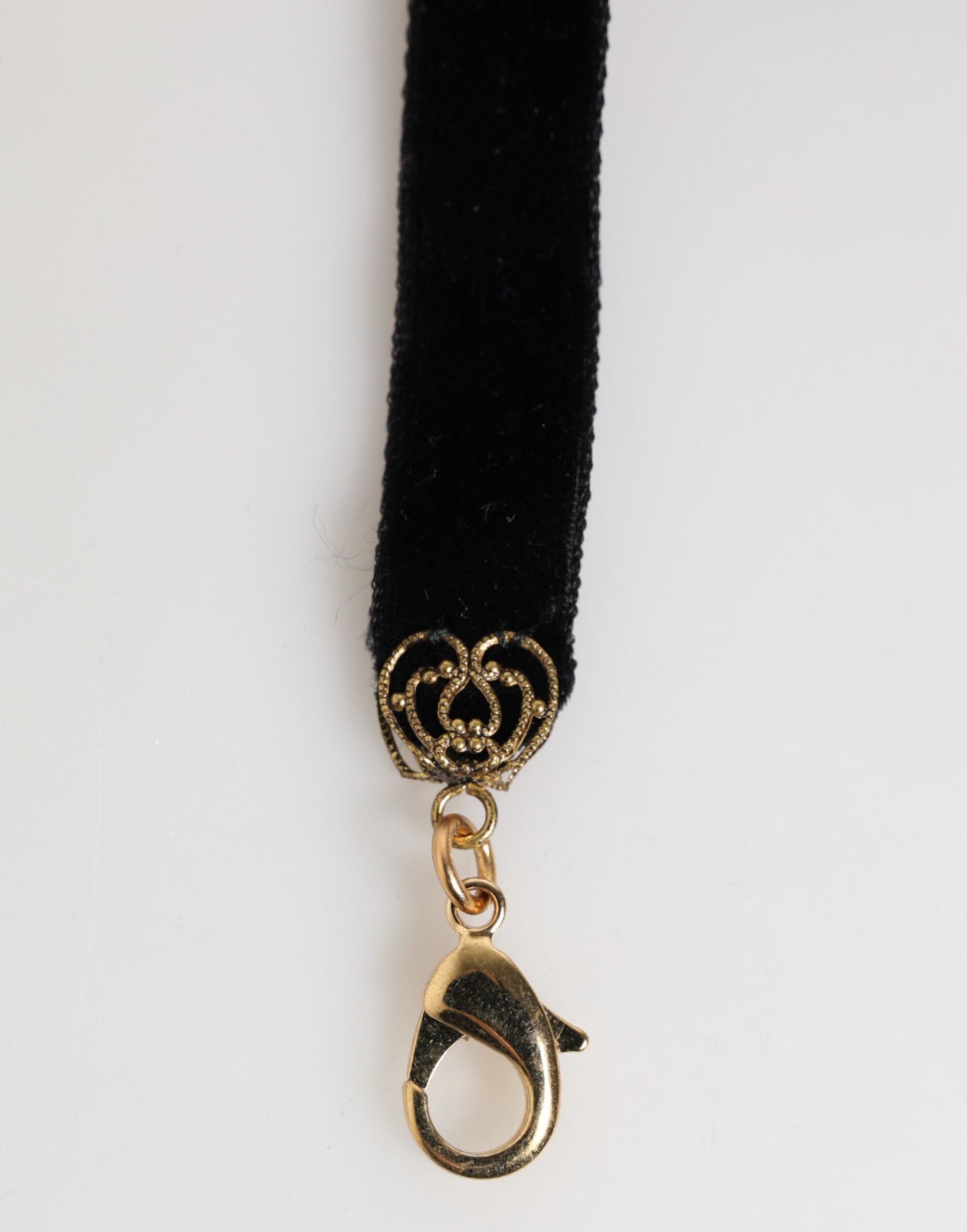 Dolce & Gabbana Blaue Blumenapplikation Samt Choker Kristallperlen Halskette