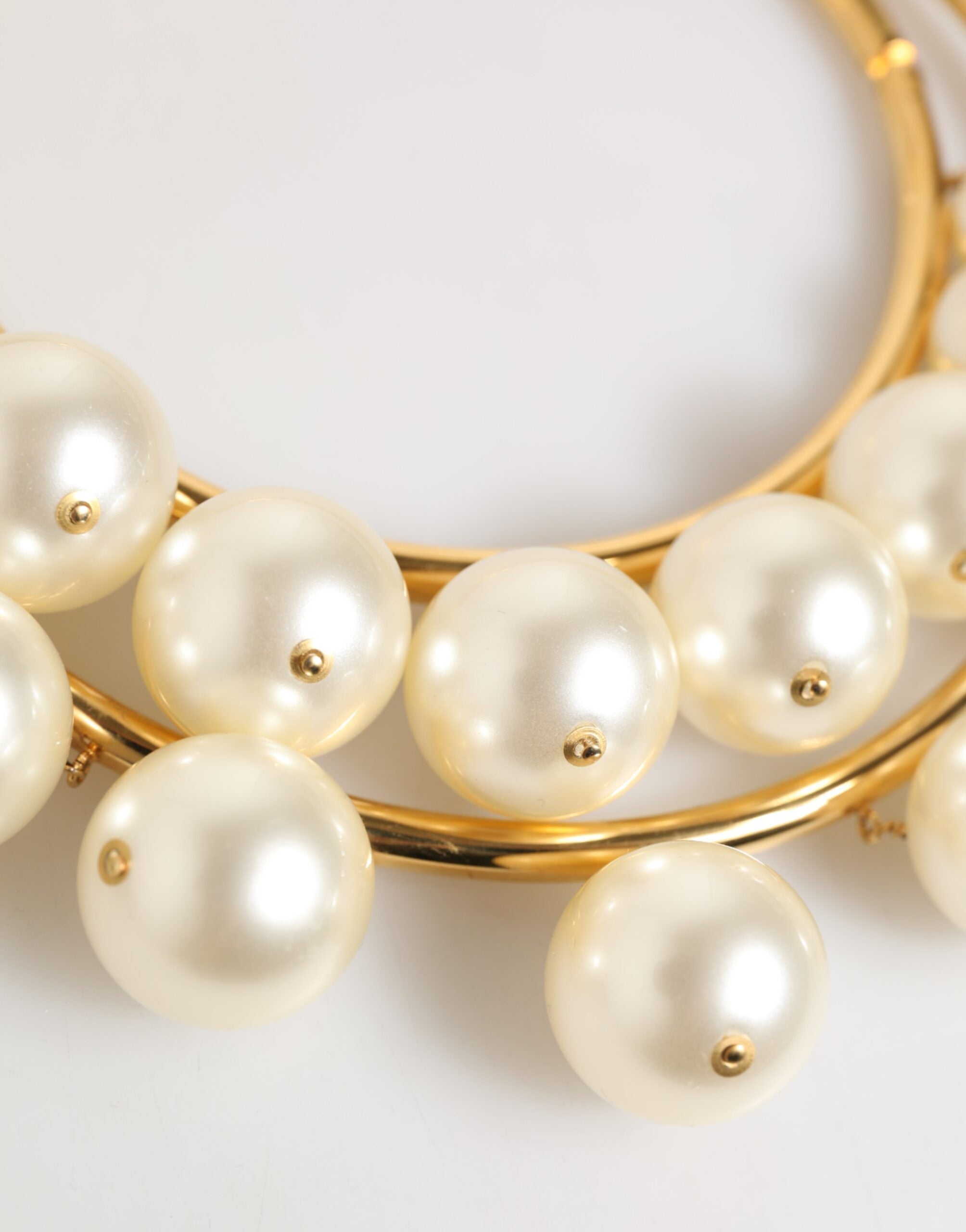 Dolce & Gabbana Gold Messing Faux Perle Kristall Statement Luxus Schmuck Halskette