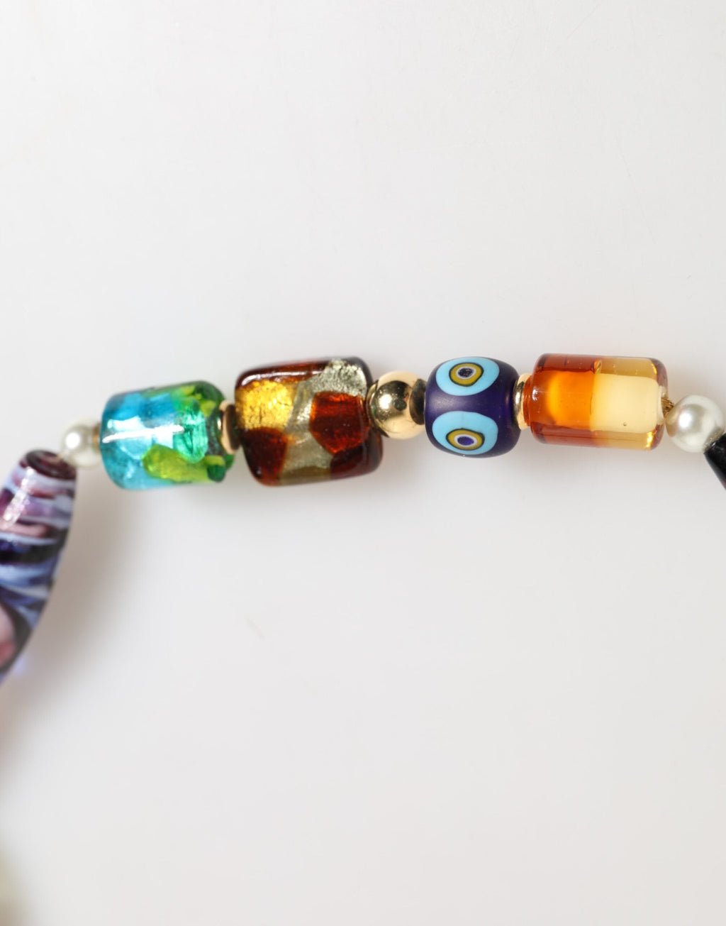 Dolce & Gabbana Multicolor Muranoglasperlen Goldkette Schmuck Halskette