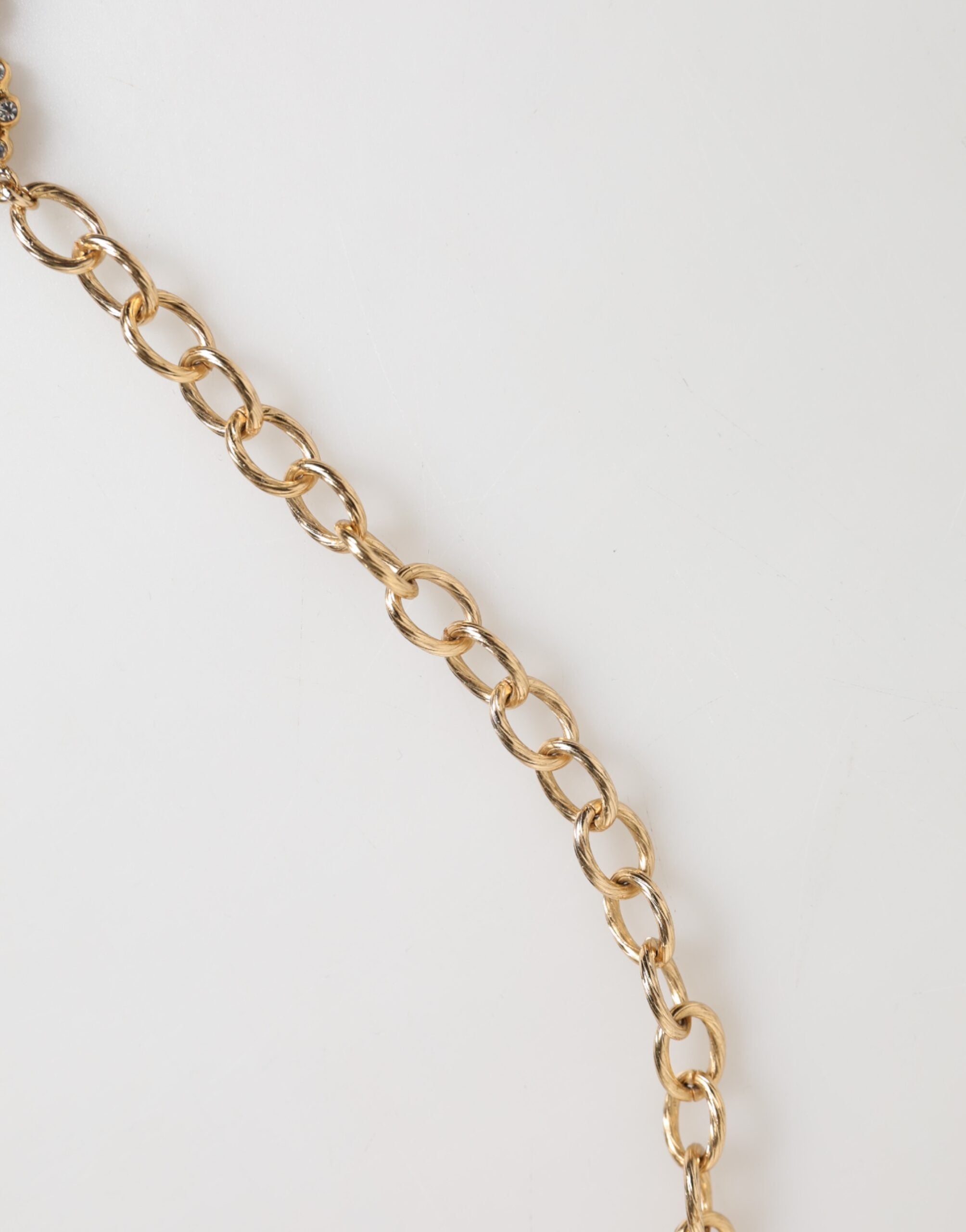 Dolce & Gabbana Gold Crystal Clock Face Anhänger Statement-Schmuck Halskette