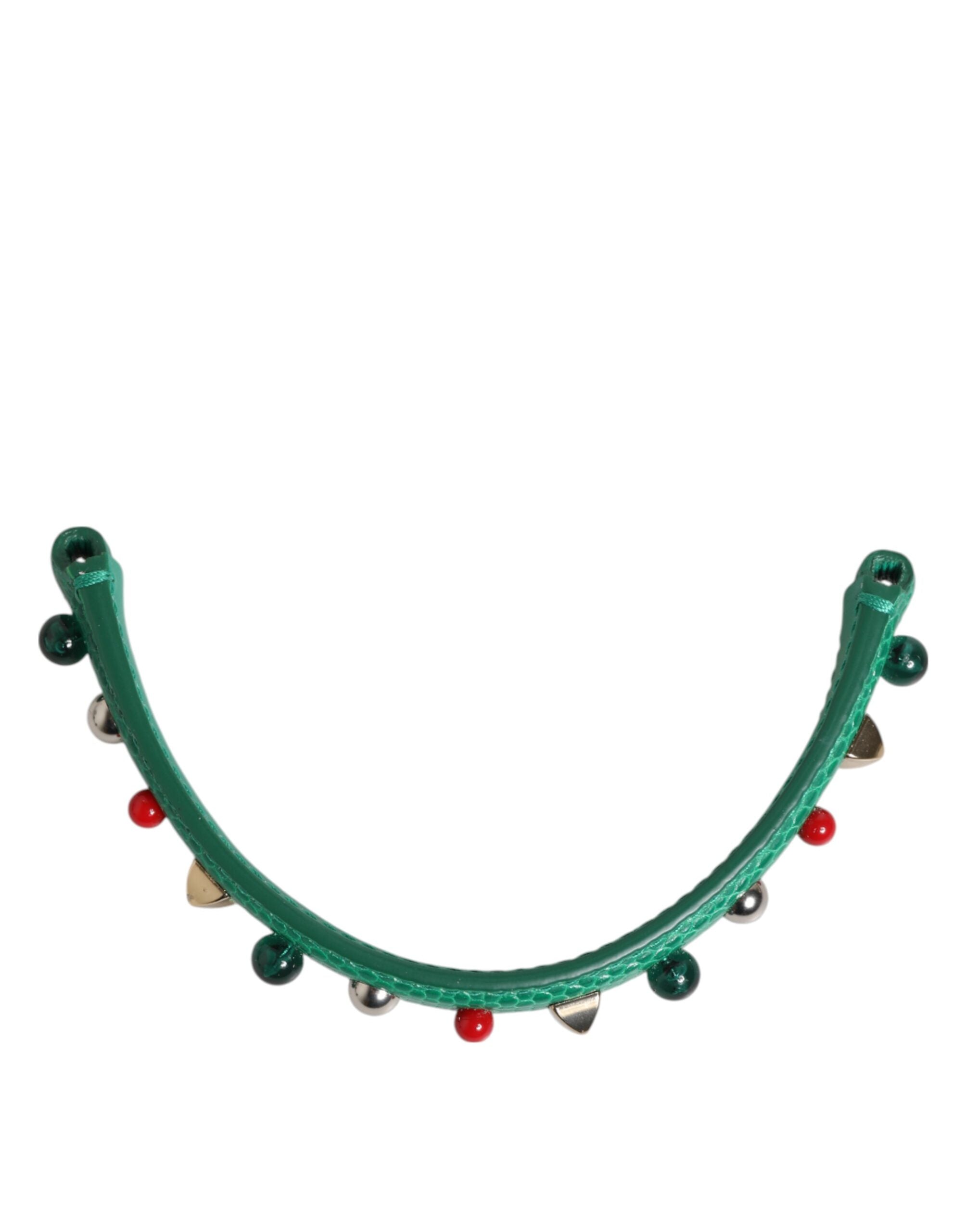 Dolce & Gabbana Grüne verschönerte Ledertasche mit Henkel Frauen Schulterriemen