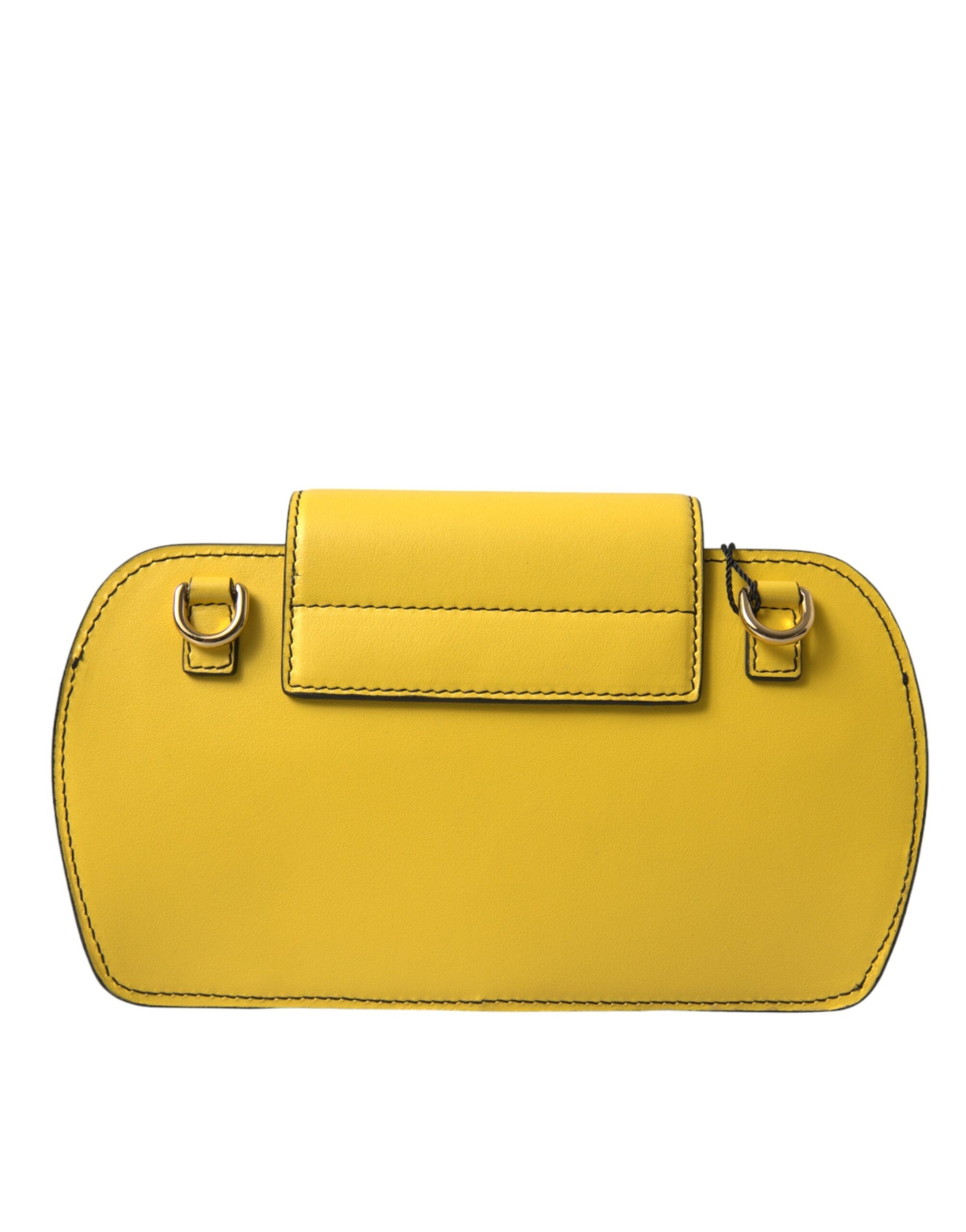 Dolce & Gabbana Gelbes Glattleder DG Logo Clutch Crossbody Case Tasche