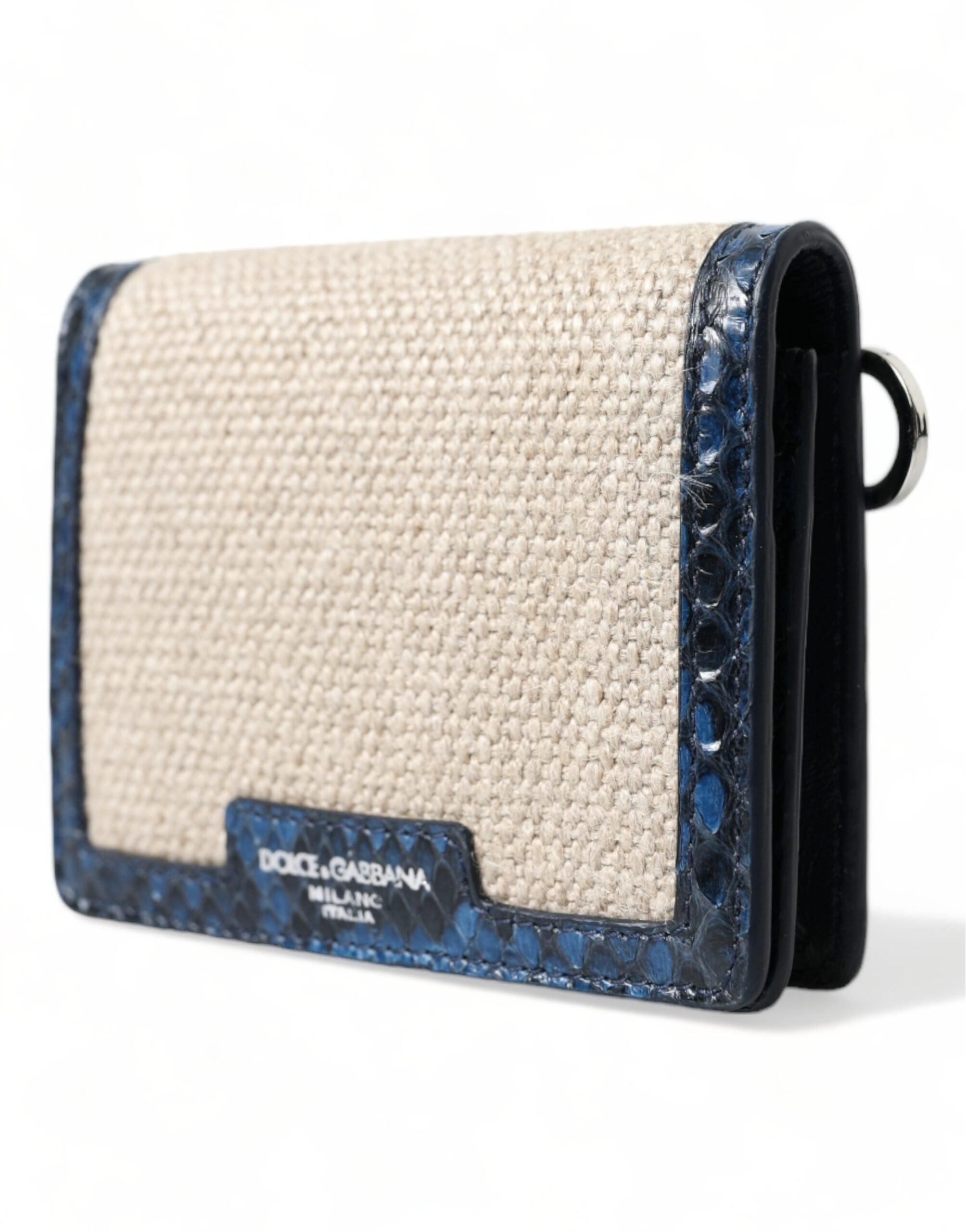 Dolce & Gabbana Beige Raffia Blau Leder Trim Mini Umhängetasche Crossbody Bag