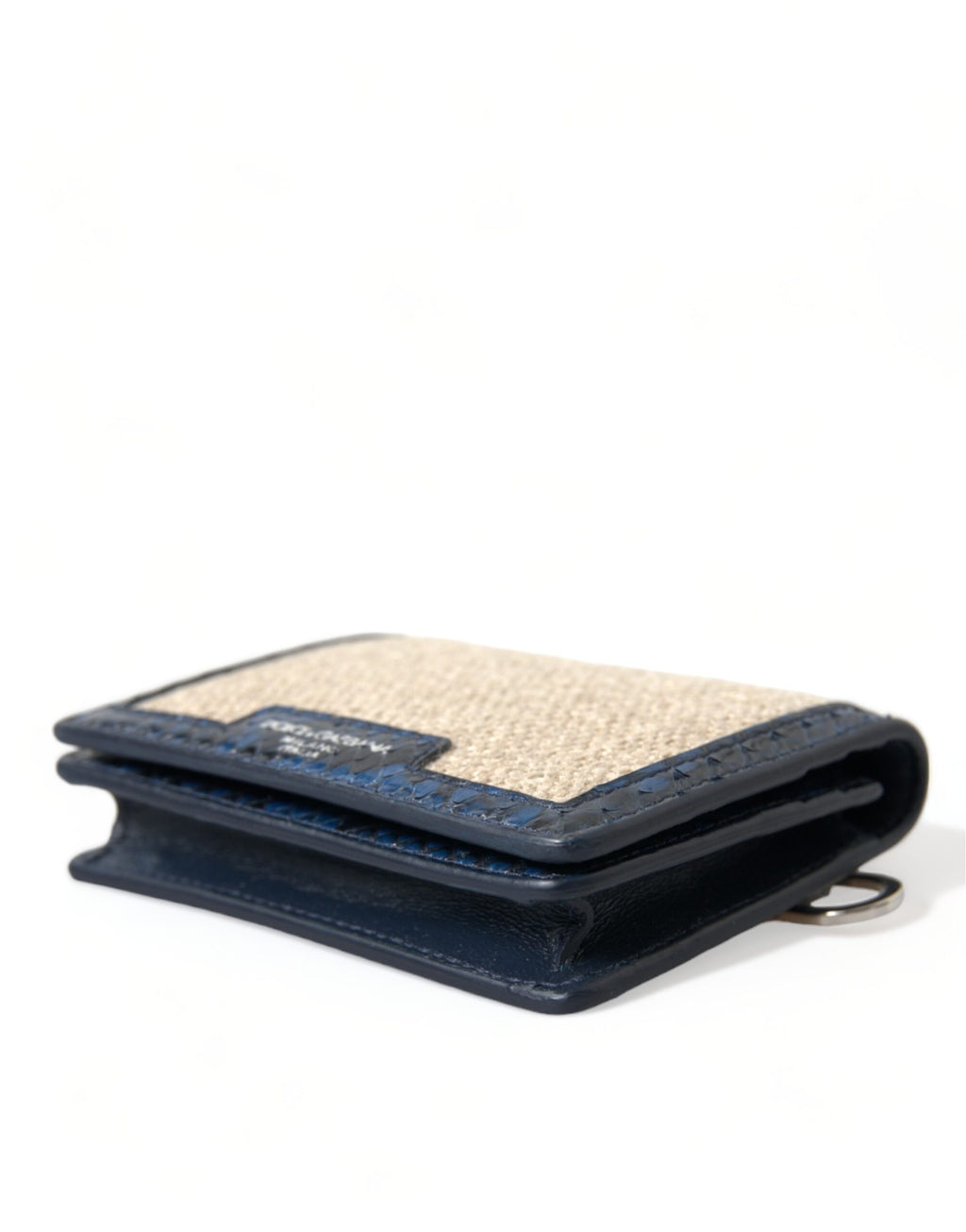 Dolce & Gabbana Beige Raffia Blau Leder Trim Mini Umhängetasche Crossbody Bag