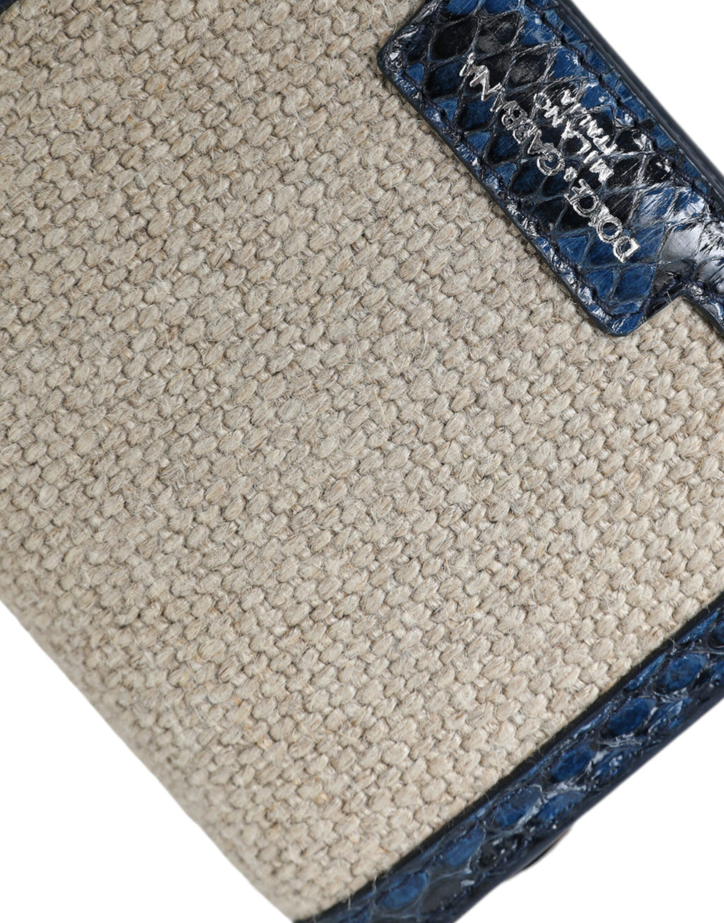 Dolce & Gabbana Beige Raffia Blau Leder Trim Mini Umhängetasche Crossbody Bag