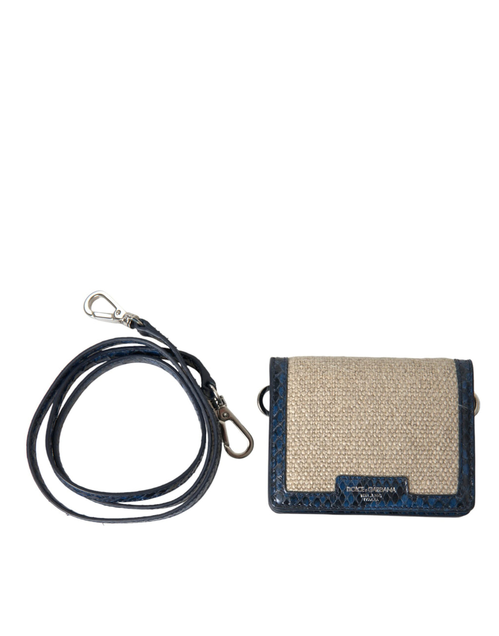 Dolce & Gabbana Beige Raffia Blau Leder Trim Mini Umhängetasche Crossbody Bag