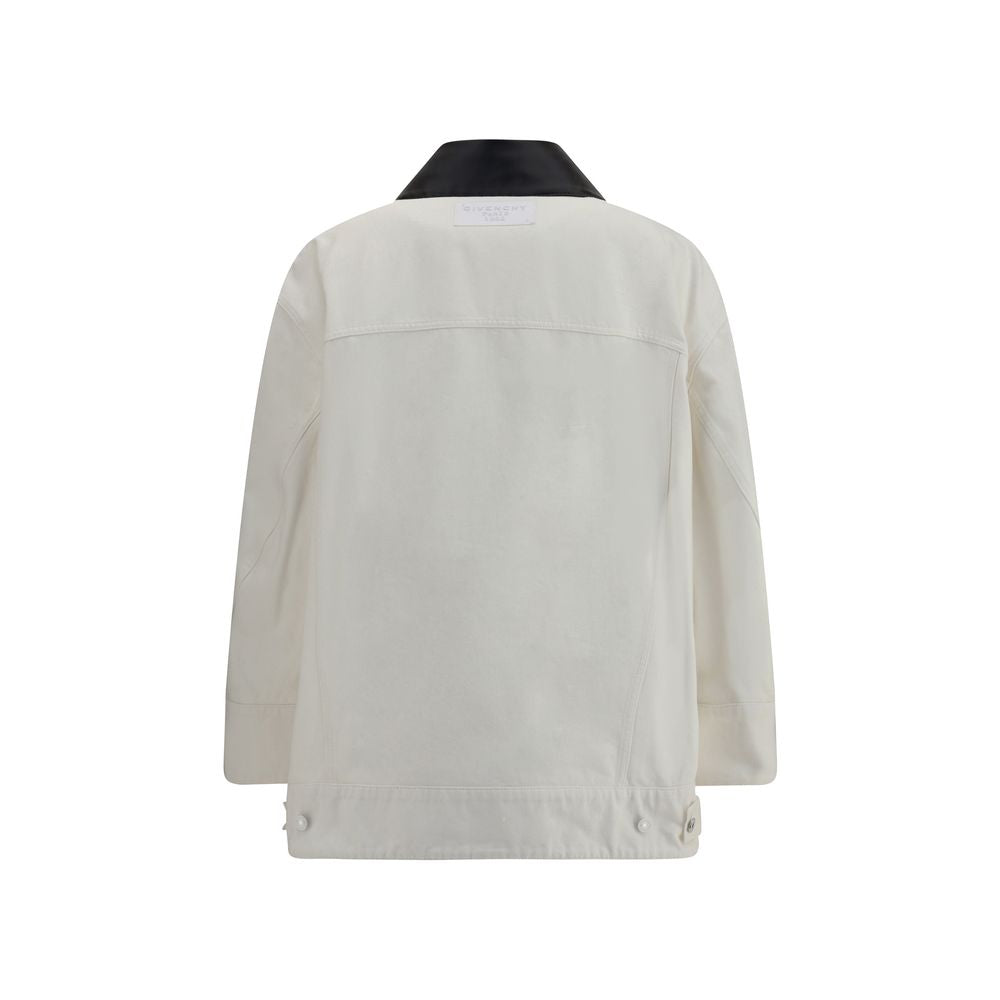 Givenchy DENIM-PARKA MIT LEDERKRAGEN