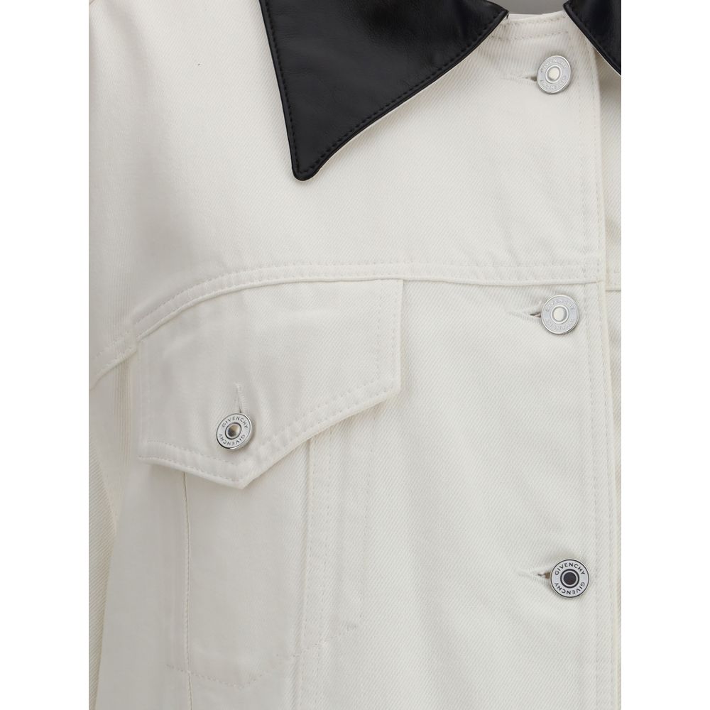 Givenchy DENIM-PARKA MIT LEDERKRAGEN
