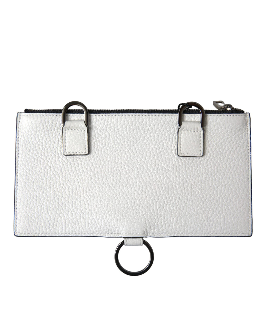 Dolce & Gabbana Weißes Kalbsleder Großes Crossbody-Kartenetui Brieftasche
