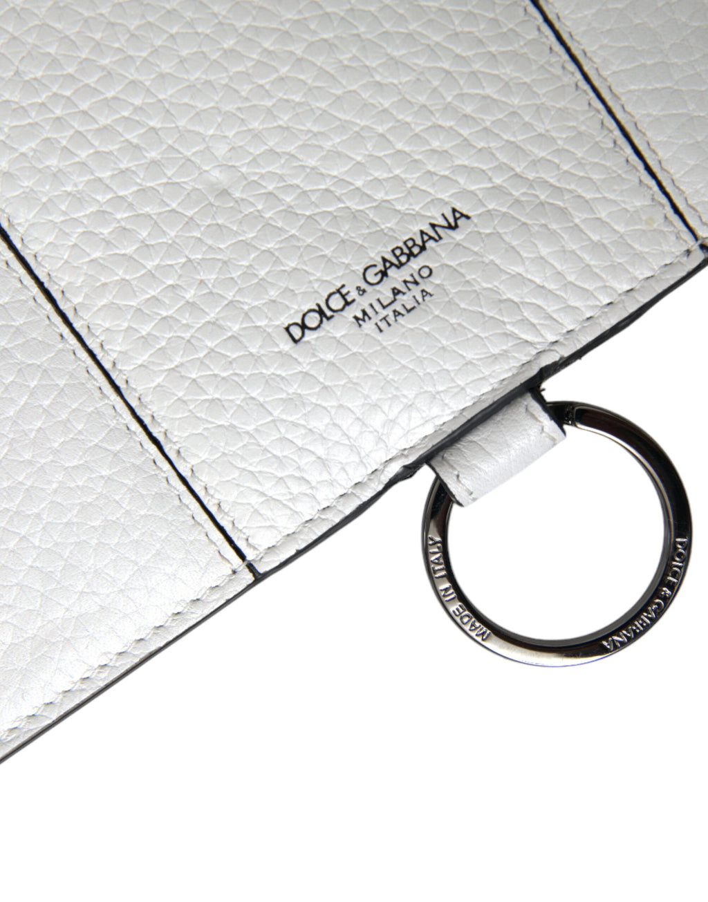 Dolce & Gabbana Weißes Kalbsleder Großes Crossbody-Kartenetui Brieftasche