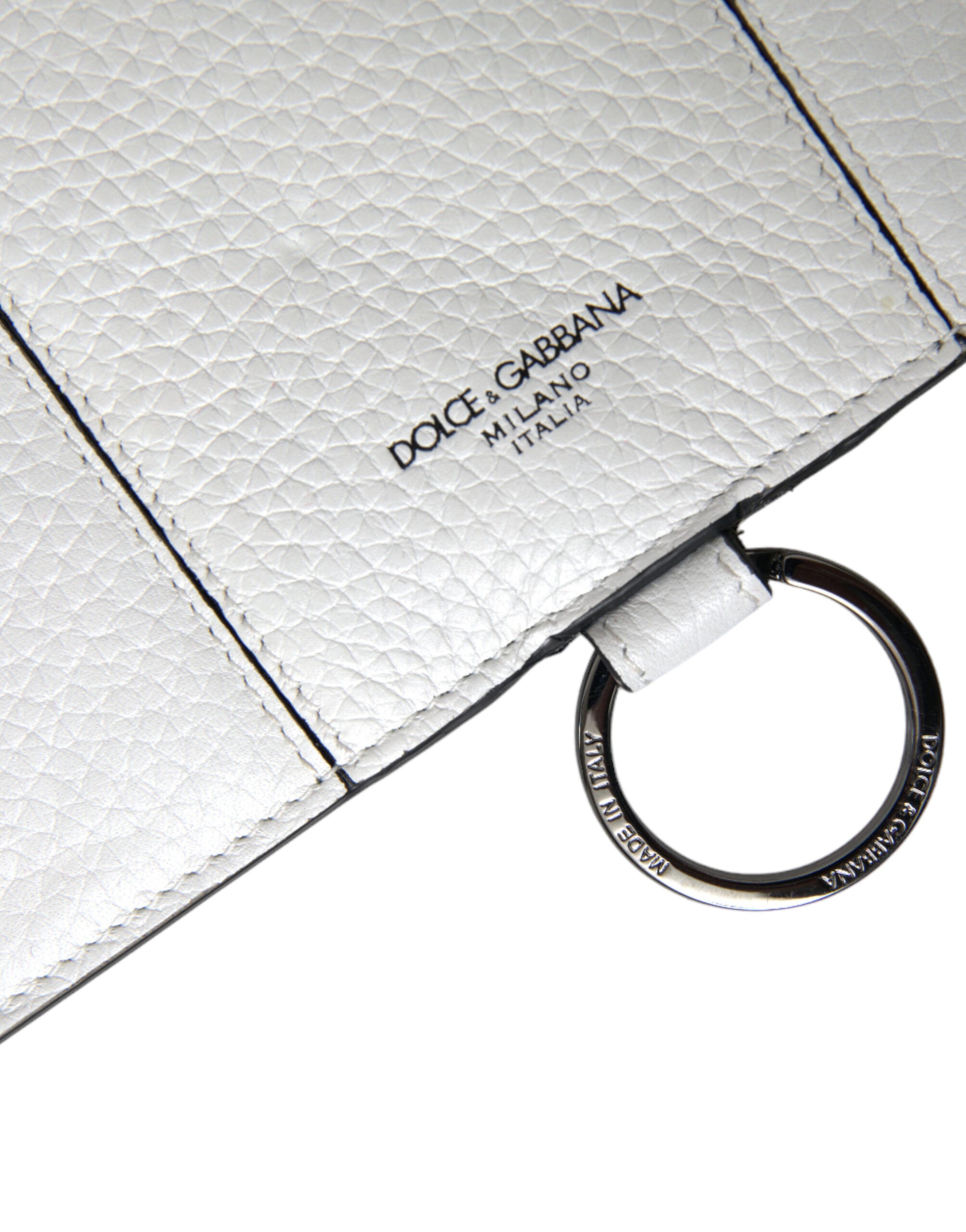 Dolce & Gabbana Weißes Kalbsleder Großes Crossbody-Kartenetui Brieftasche