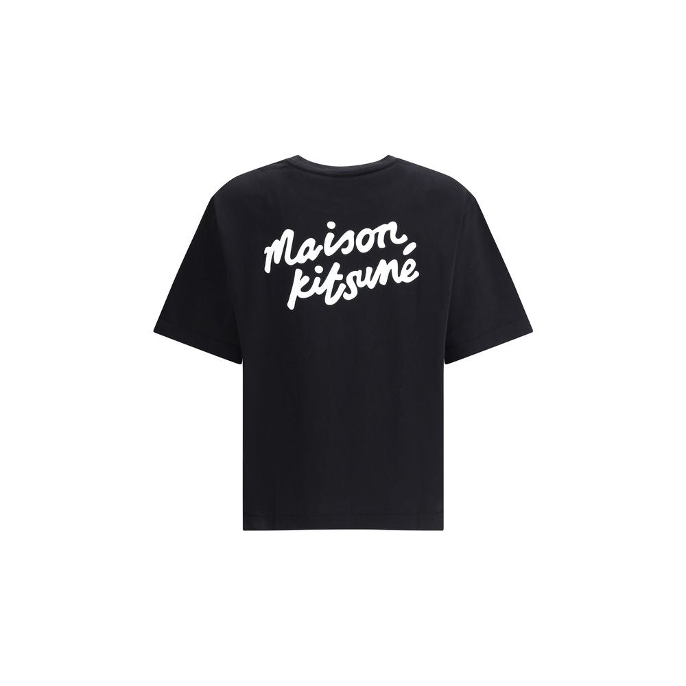 Maison Kitsuné Schwarzes Baumwoll-T-Shirt