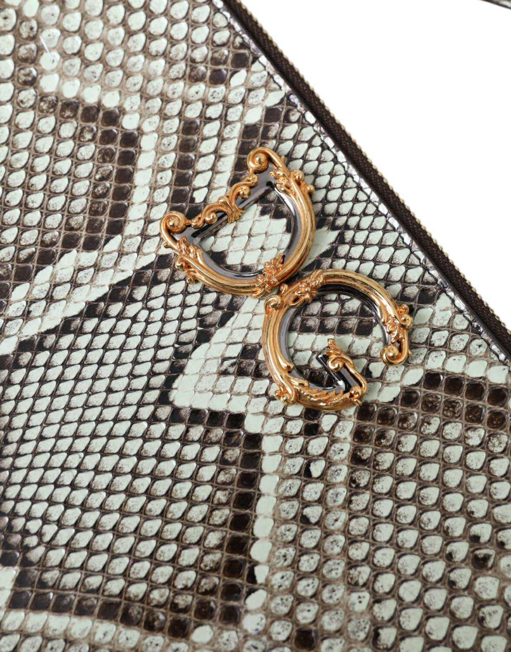 Dolce & Gabbana Verde Acqua Exotisches Leder Gold DG Logo Clutch Borse Tasche