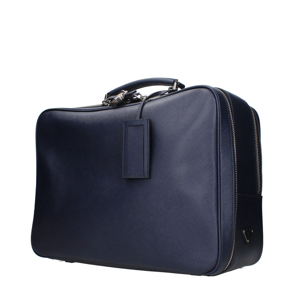 Prada Blaues Leder Reisegepäck und Reisen