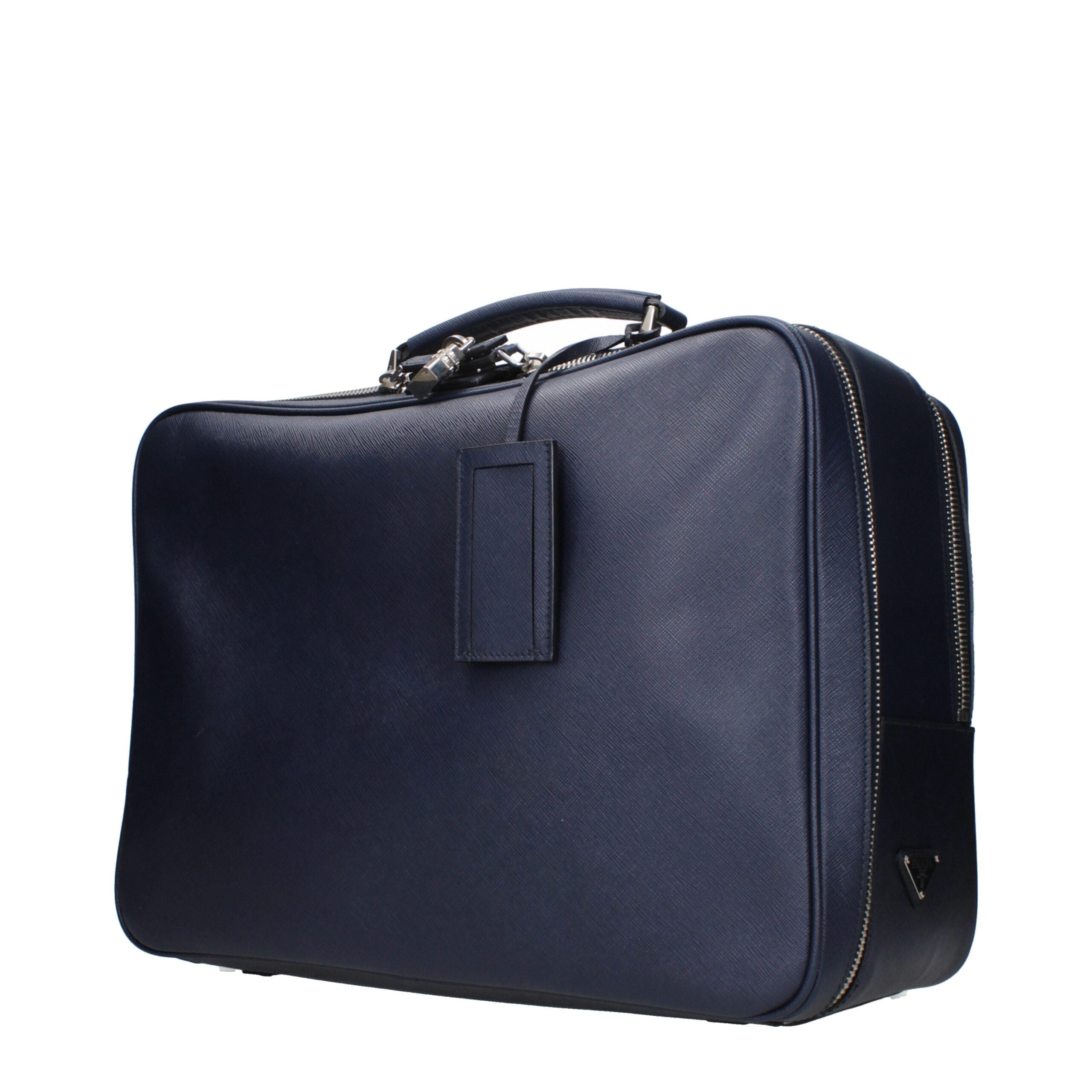 Prada Blaues Leder Reisegepäck und Reisen