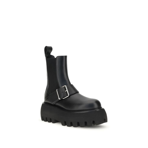 Alexander McQueen Black Calf Leather Bos Taurus Ankle Boots