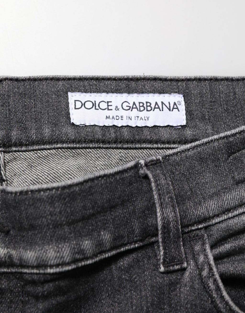 Dolce & Gabbana Schwarze Gray Wash Slim Fit Straight Leg Denim Jeans