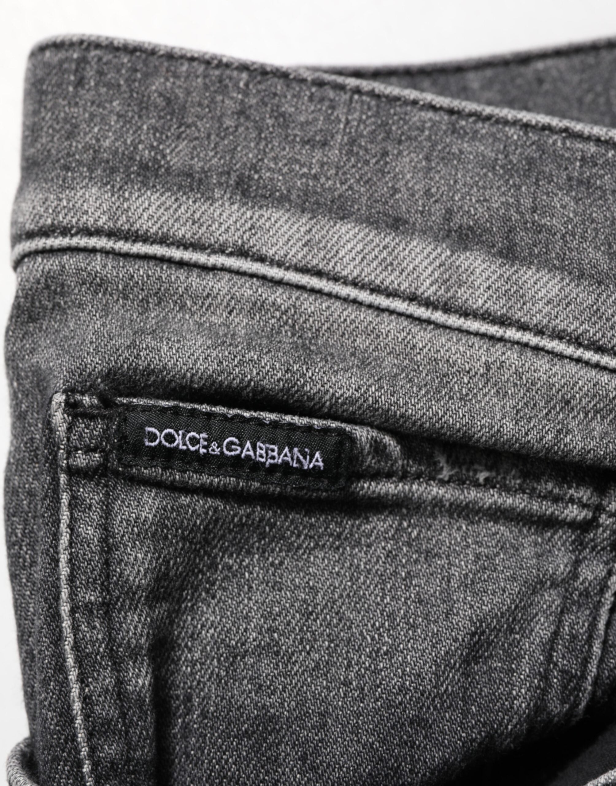 Dolce & Gabbana Schwarze Gray Wash Slim Fit Straight Leg Denim Jeans