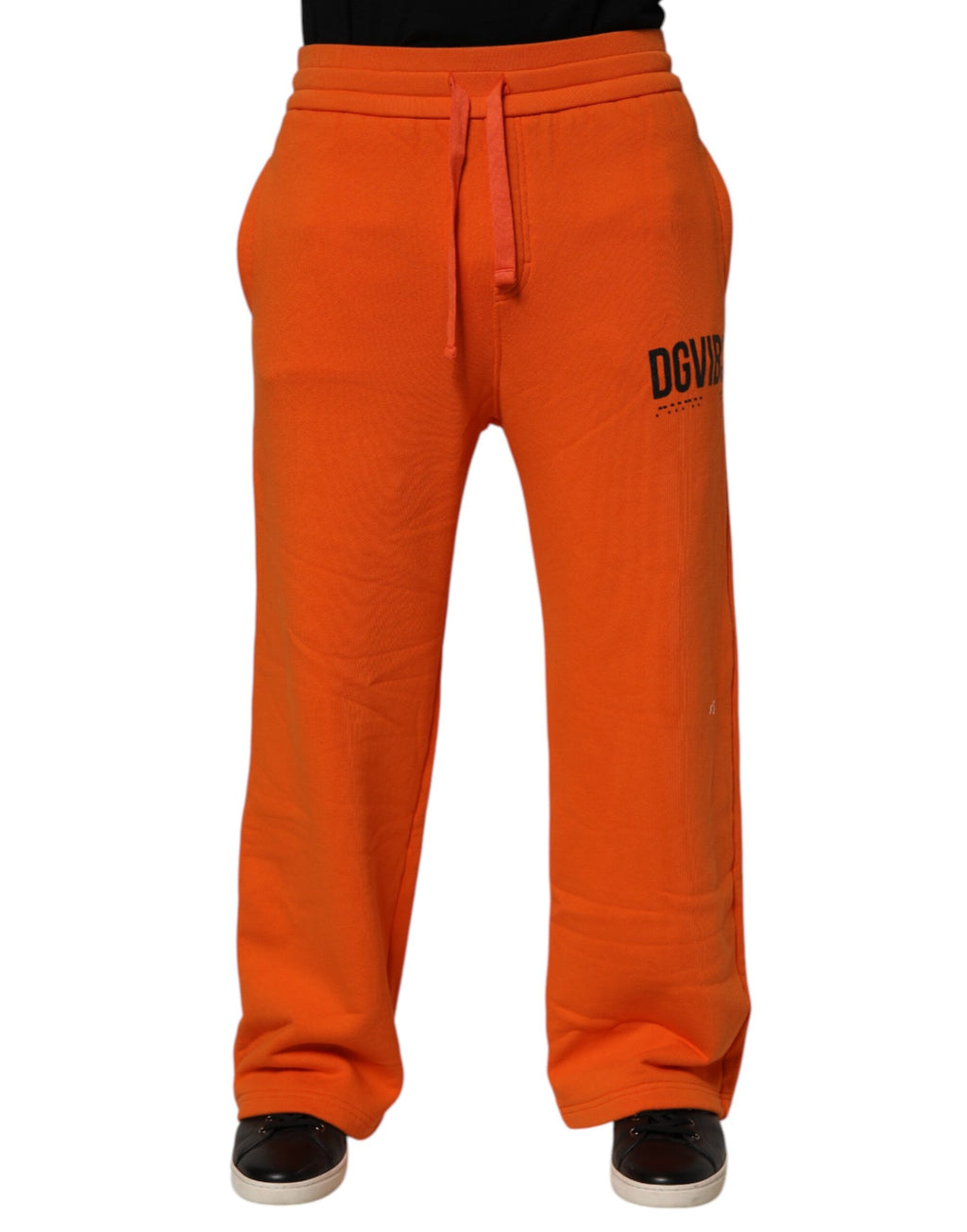 Dolce & Gabbana Orange Baumwolle DG VIB3 Logo Drawstring Sweatpants Hose
