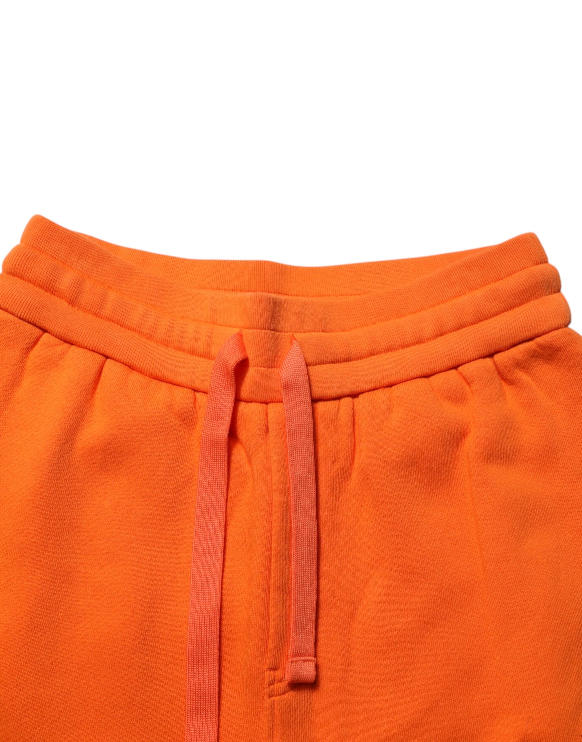 Dolce & Gabbana Orange Baumwolle DG VIB3 Logo Drawstring Sweatpants Hose