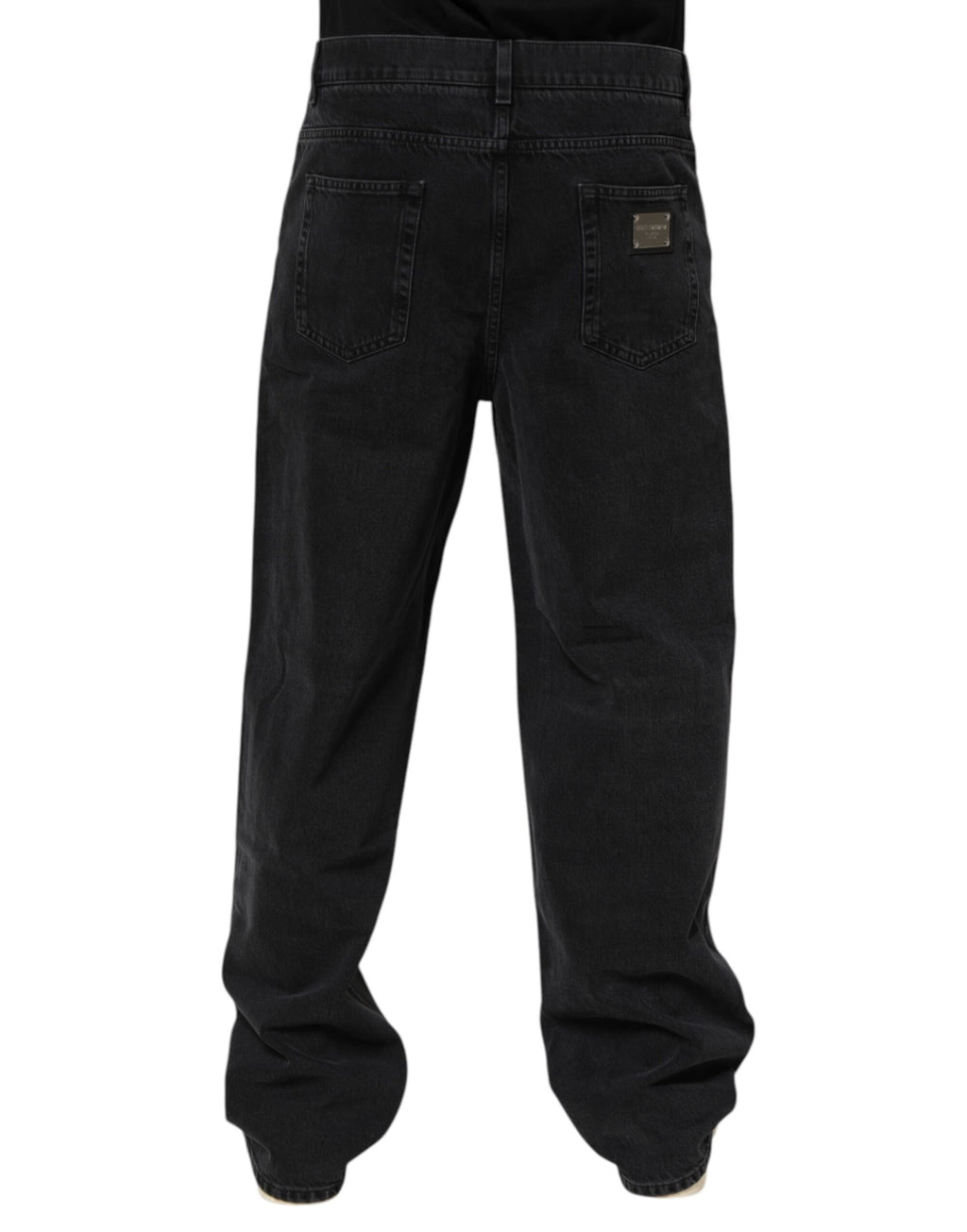 Dolce & Gabbana Schwarze Denim-Hose mit weitem Bein und entspannter Passform Jeans