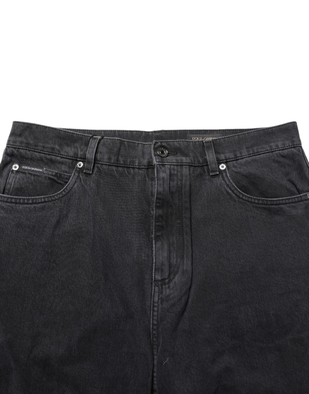 Dolce & Gabbana Schwarze Denim-Hose mit weitem Bein und entspannter Passform Jeans