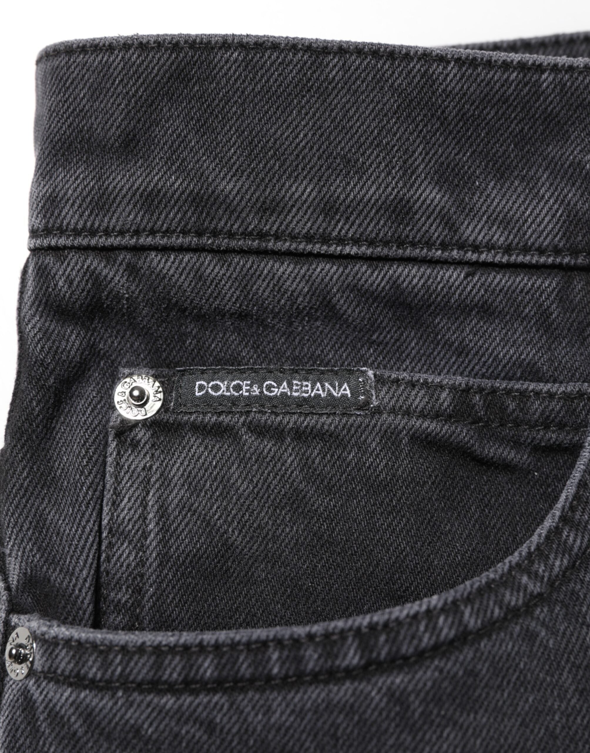 Dolce & Gabbana Schwarze Denim-Hose mit weitem Bein und entspannter Passform Jeans