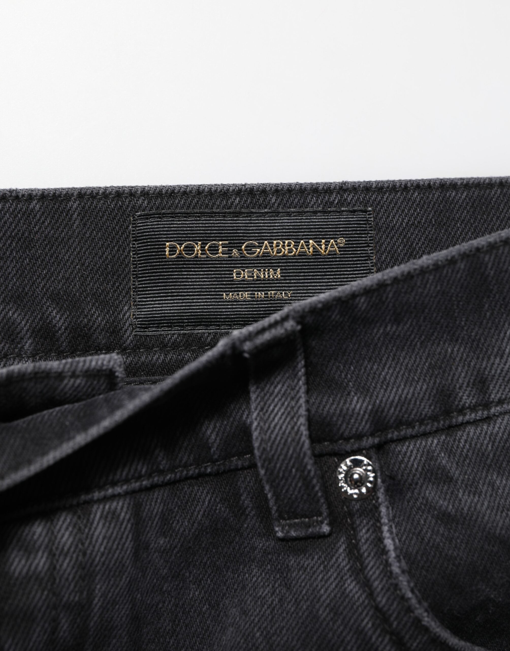 Dolce & Gabbana Schwarze Denim-Hose mit weitem Bein und entspannter Passform Jeans