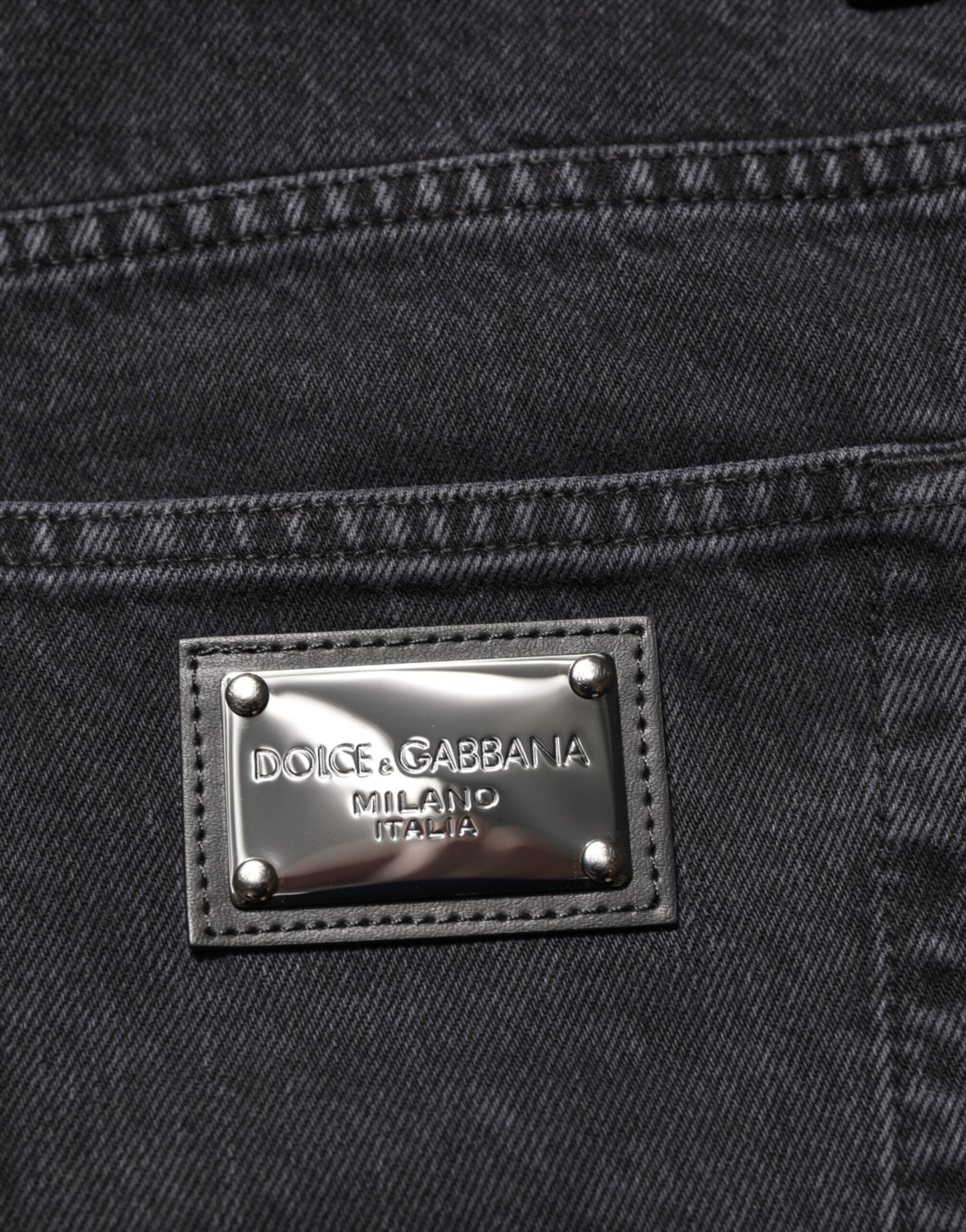 Dolce & Gabbana Schwarze Denim-Hose mit weitem Bein und entspannter Passform Jeans