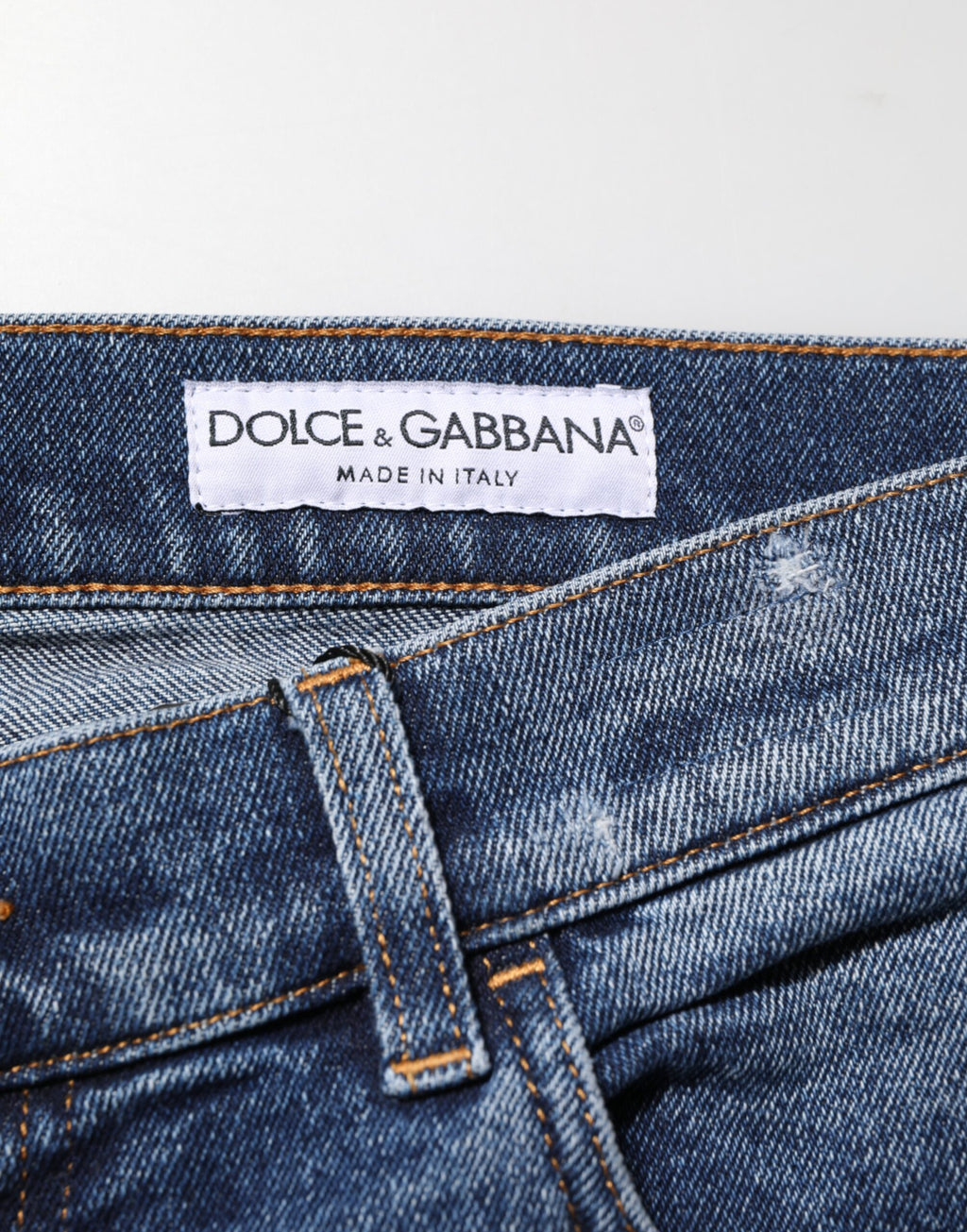 Dolce & Gabbana Blaue Baumwolle Logo Plaque Skinny Männer Denim Jeans