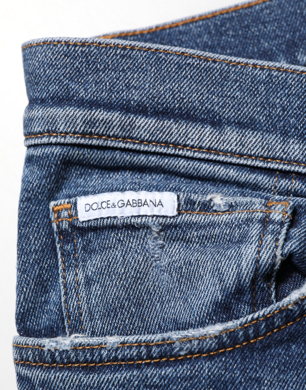 Dolce & Gabbana Blaue Baumwolle Logo Plaque Skinny Männer Denim Jeans