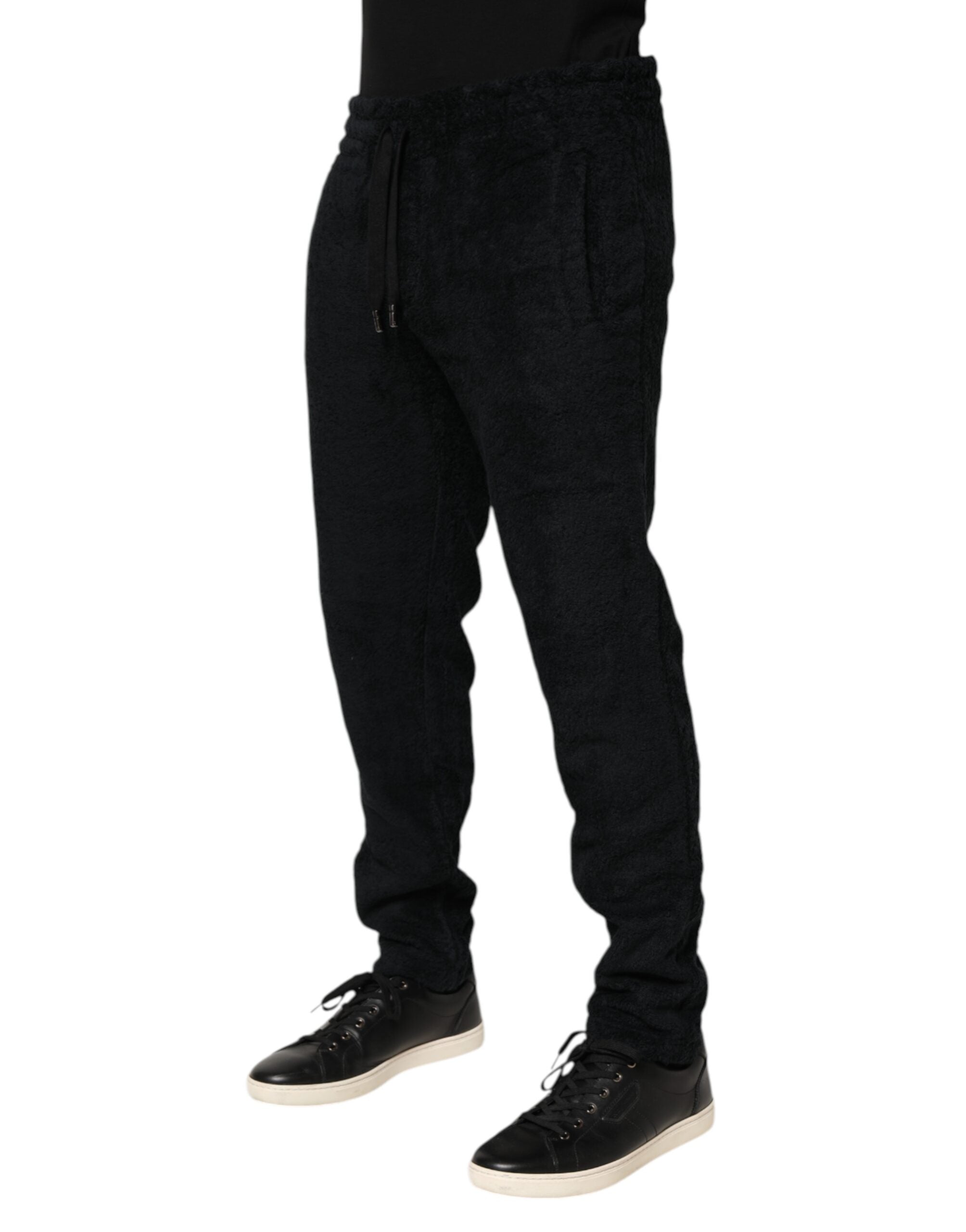 Dolce & Gabbana Schwarz Baumwolle Logo Männer Jogger Sweatpants Hosen