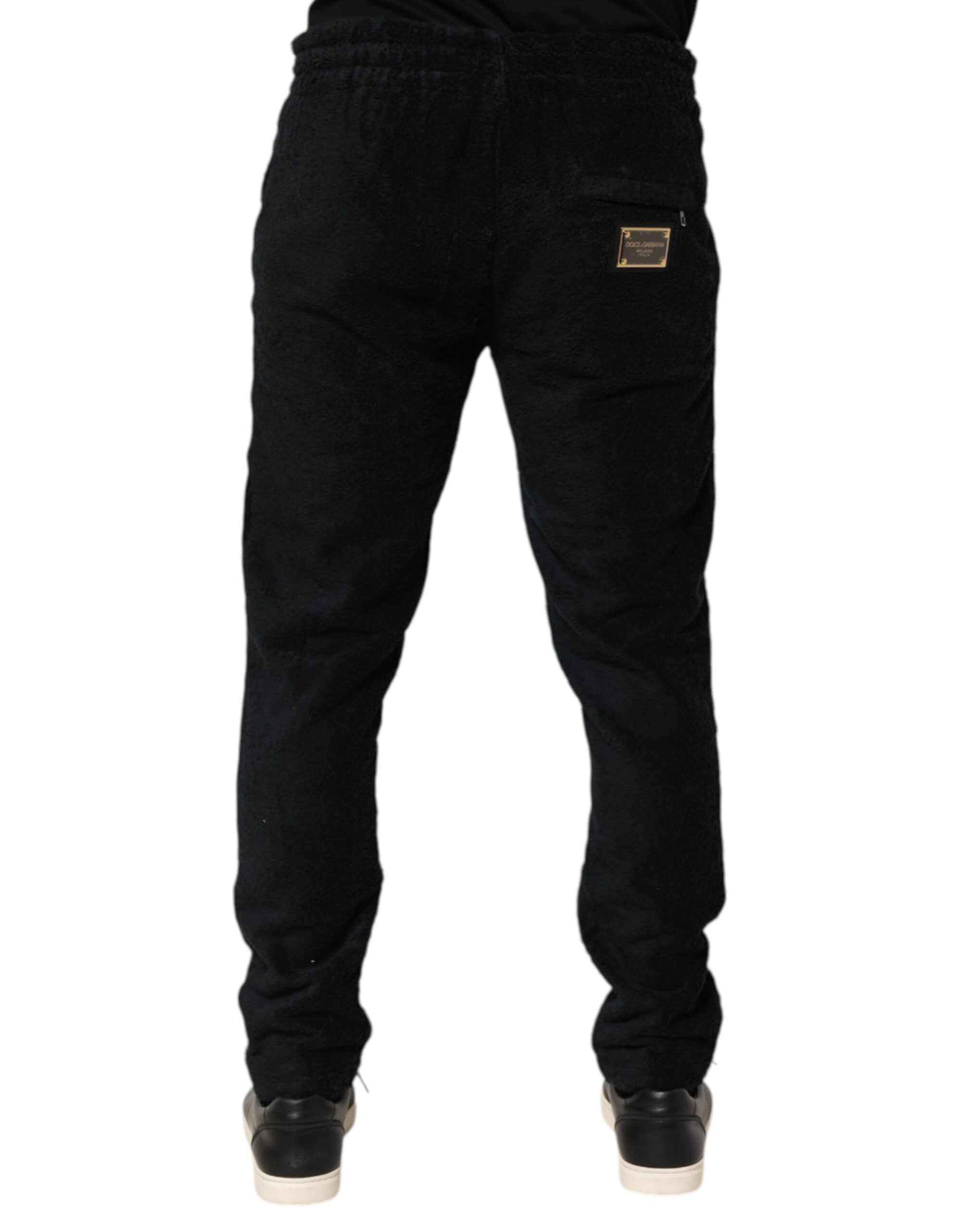 Dolce & Gabbana Schwarz Baumwolle Logo Männer Jogger Sweatpants Hosen