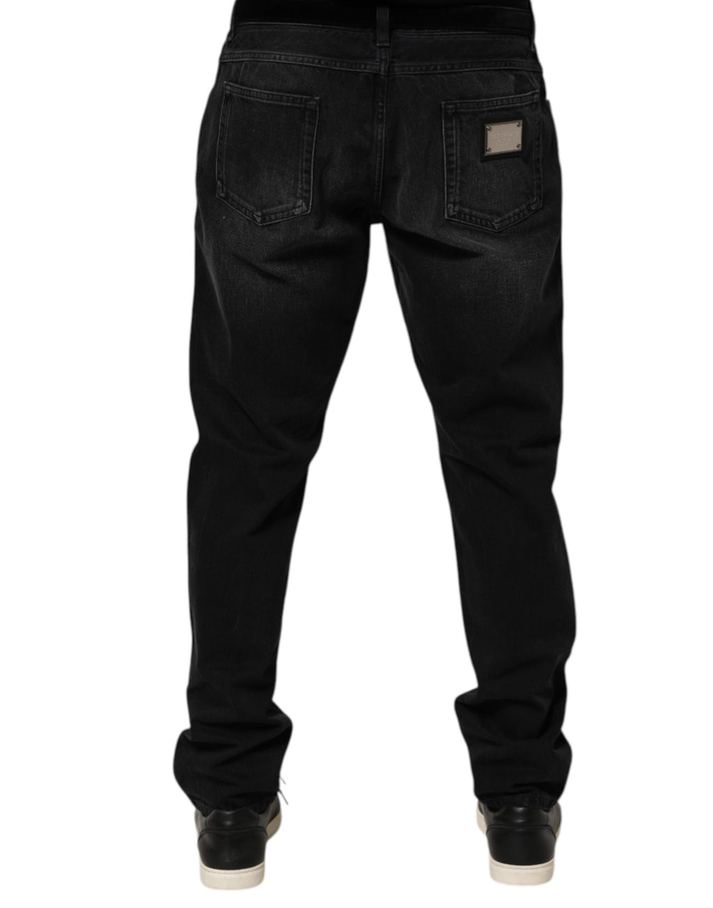 Dolce & Gabbana Schwarze gewaschene Baumwolle Skinny Herren Denim Jeans