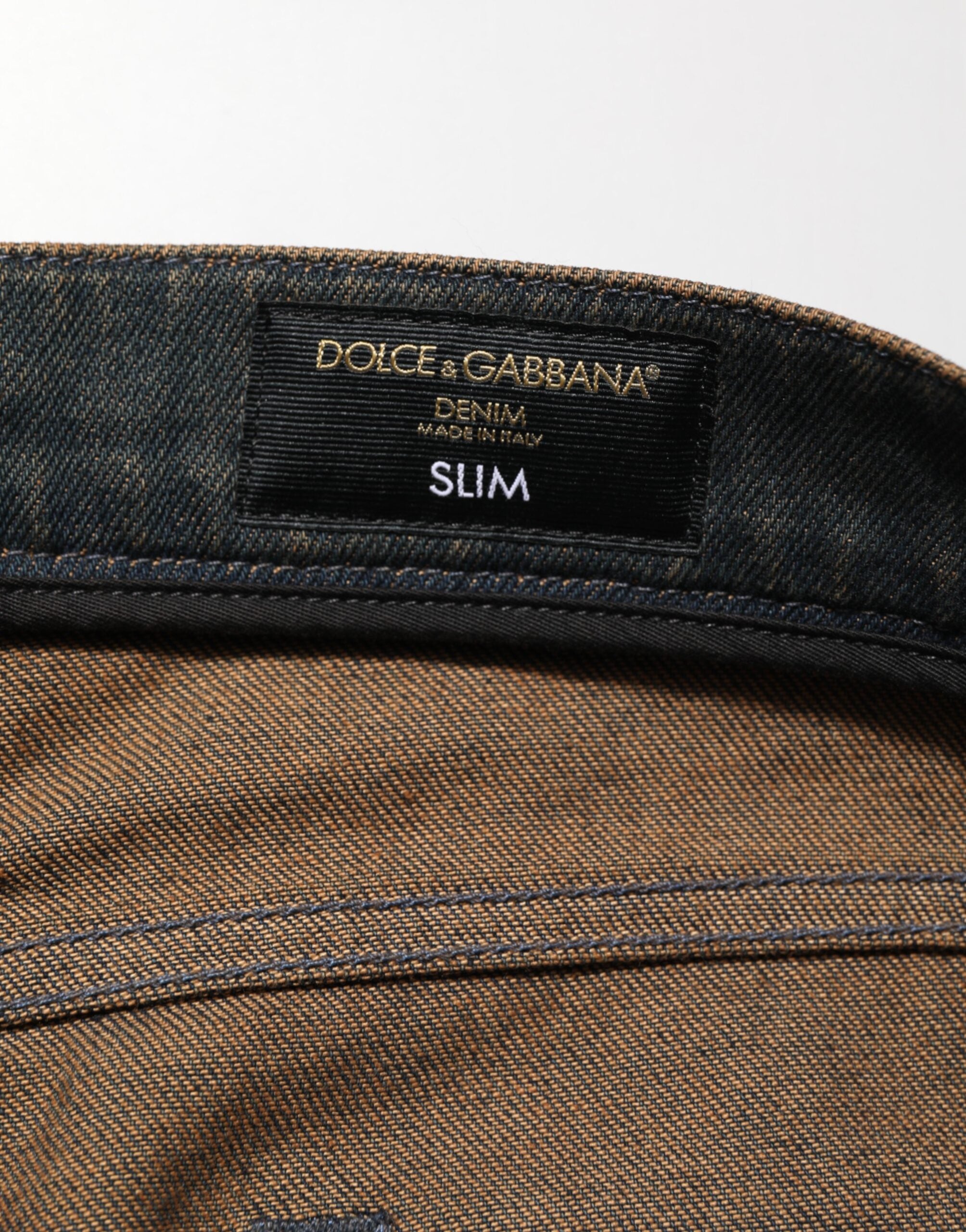 Dolce & Gabbana Dunkelbraune zerfledderte Baumwoll-Skinny-Denim-Jeans