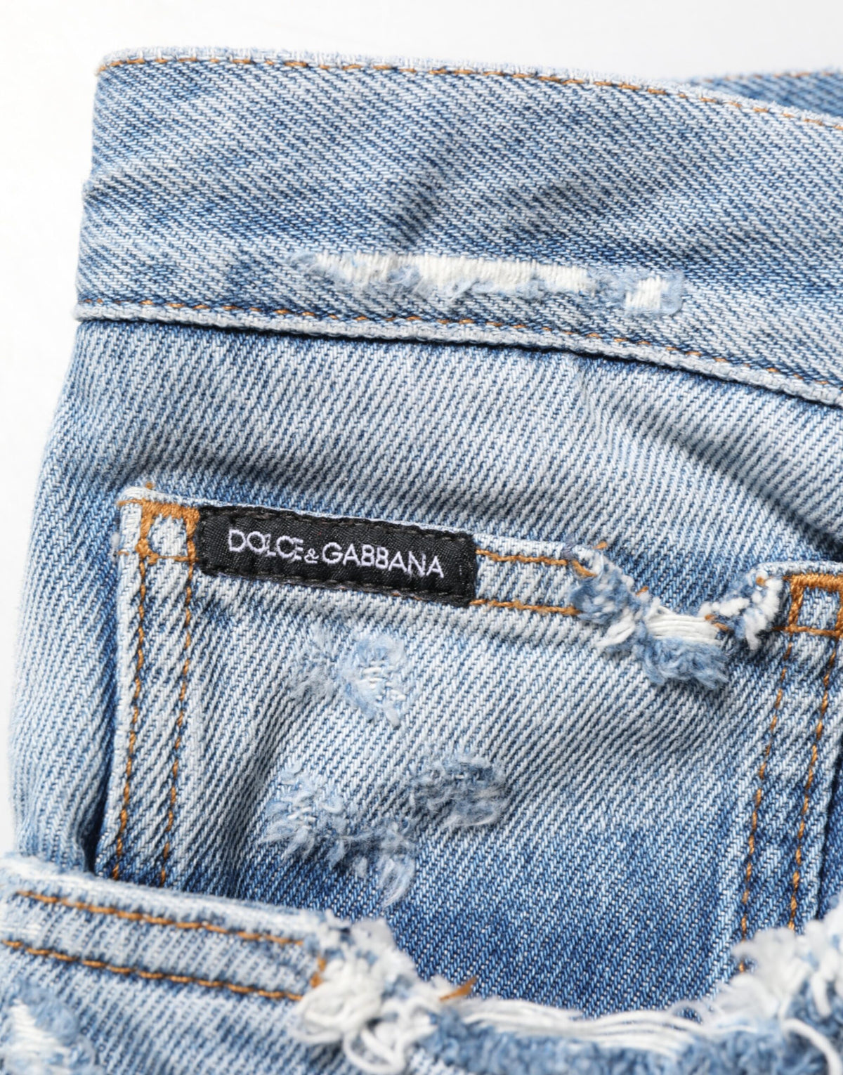 Dolce & Gabbana Blauwe Gehavende Gescheurde Denim Broek Jeans