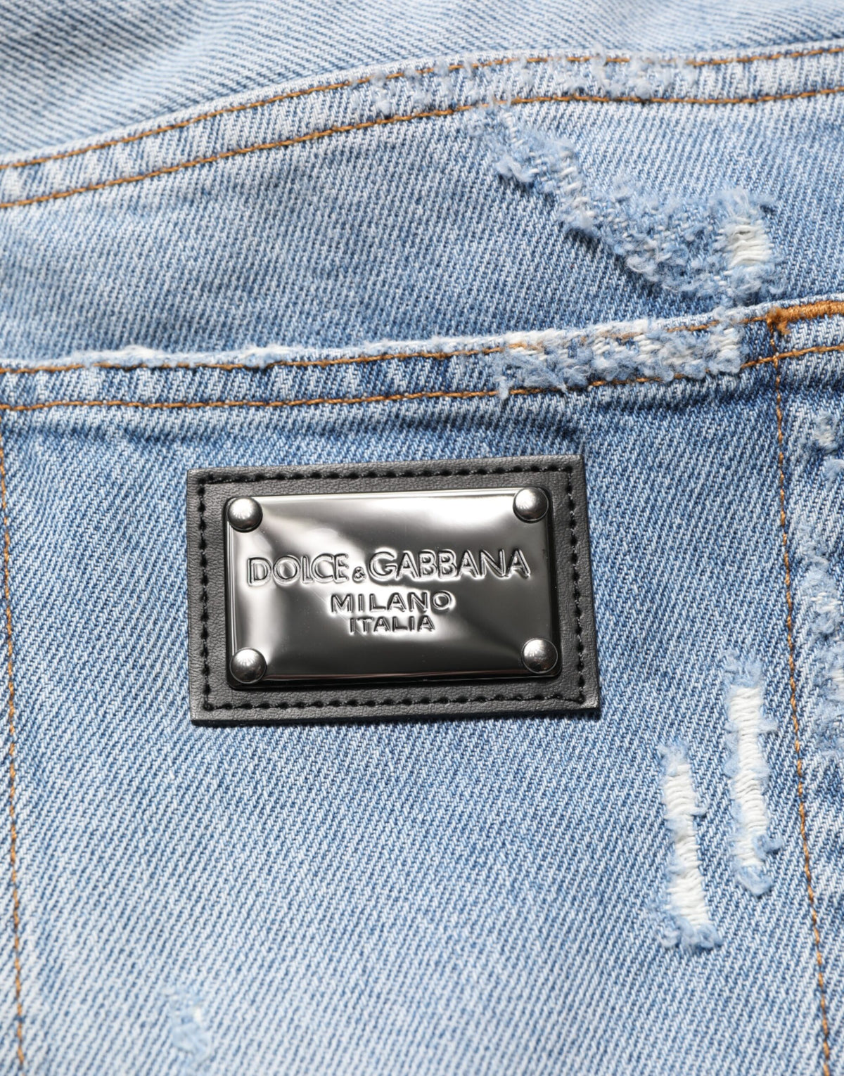 Dolce & Gabbana Blauwe Gehavende Gescheurde Denim Broek Jeans